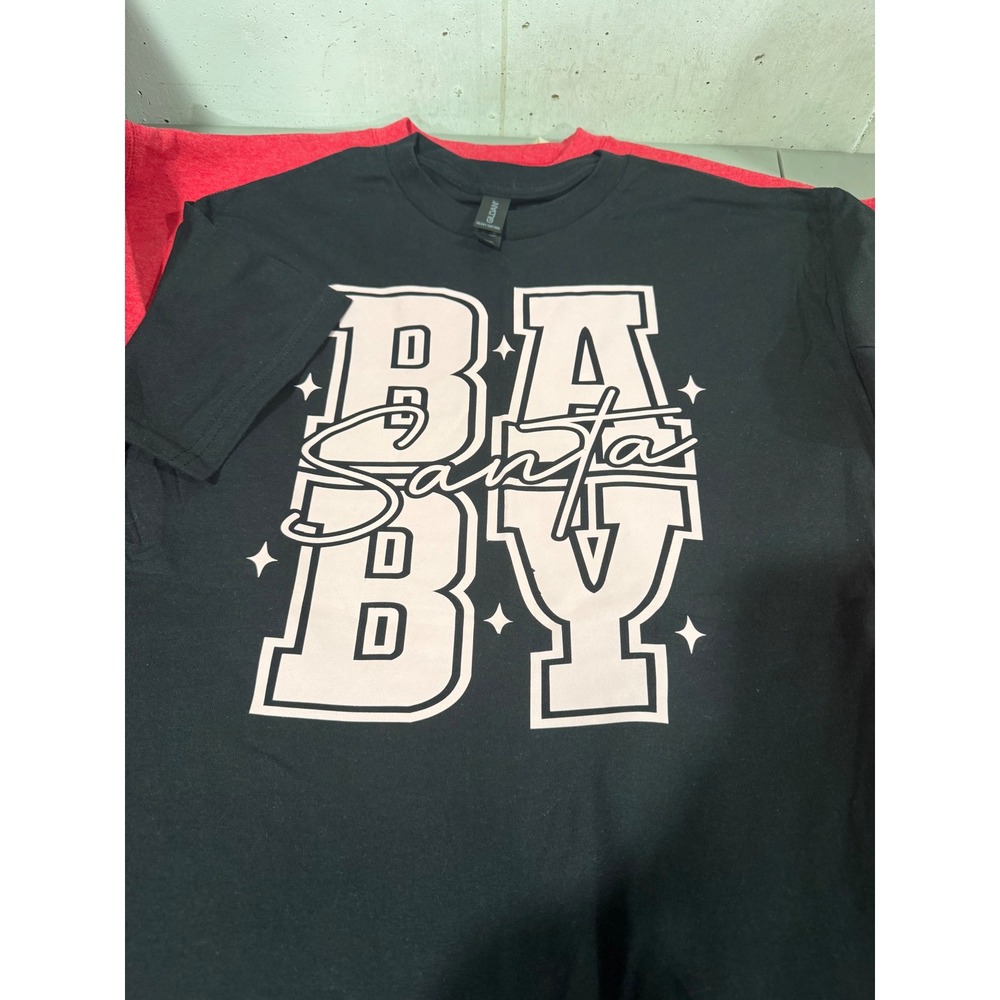 Gildan Santa Baby Graphic T-Shirt‎ Black Christmas Holiday Short Sleeve Medium